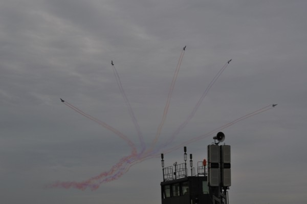 August 1st Aerobatics Team (China) flying J-10.<br><small>Zhukovsky, Moscow Oblast, Russia</small><br><small>August 31, 2013</small>