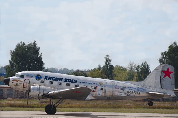 Douglas DC-3 commemmoration of Alaska-Siberia route.<br><small>Zhukovsky, Moscow Oblast, Russia</small><br><small>August 30, 2015</small>